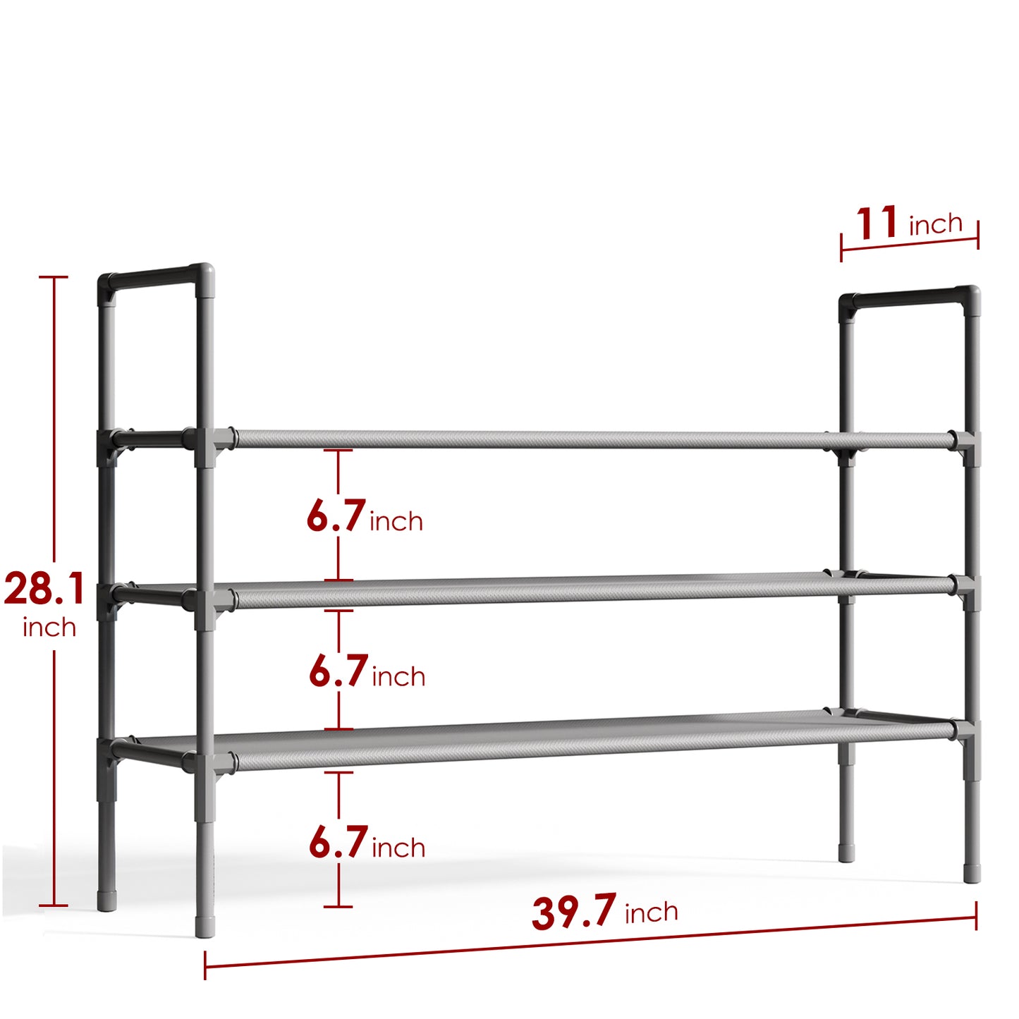 Sakugi Shoe Rack - XX-LARGE-Space-Saving Shoe Storage Solution, 3-Tier, Extended Shoe Racks for Entryway, Sturdy & Durable Shoe Shelf, Stackable Shoe Racks for Closet, Corridor & Doorway, Black