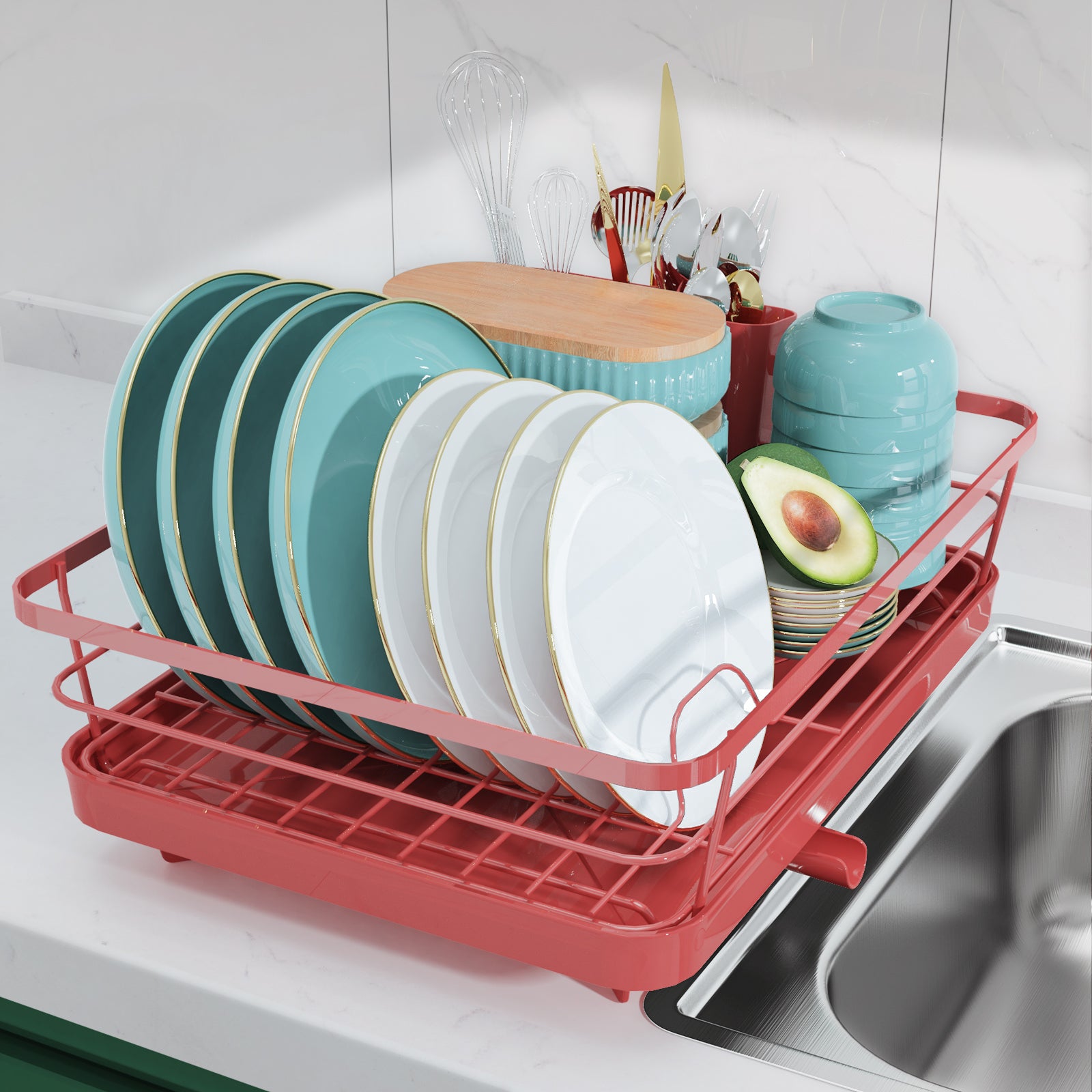 Sakugi Dish Drying Rack for Countertop - Rustproof Space-Saving &  Multipurpose 2-Tier Dish Rack for Kitchen Counter with Utensil Holder