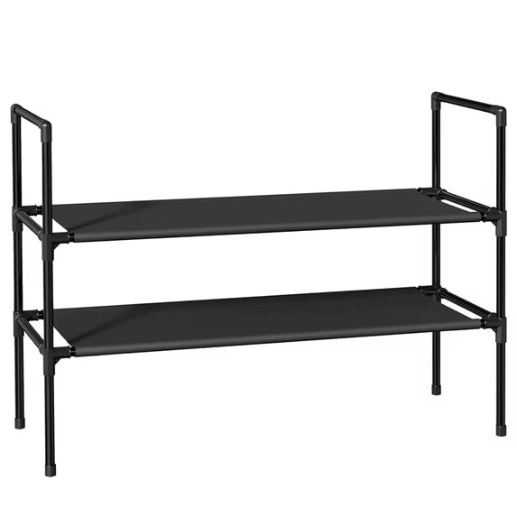 Sakugi 2-Tier Shoe Rack, Sturdy Shoe Organizer, Shoe Shelf Holds up to 12 Pairs of Shoes, Assembled Length, 28 in
