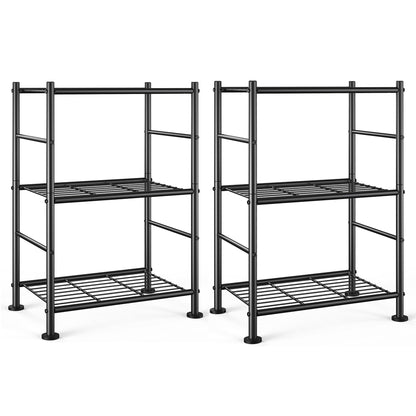 Sakugi 2-Pack Storage Shelves - 3-Tier Metal Wire Shelf Organizer, Slim Shelf Rack with Adjustable Feet for Laundry Room, Kitchen, Garage Organization, 18.2" x 12.3" x 30.4", Black