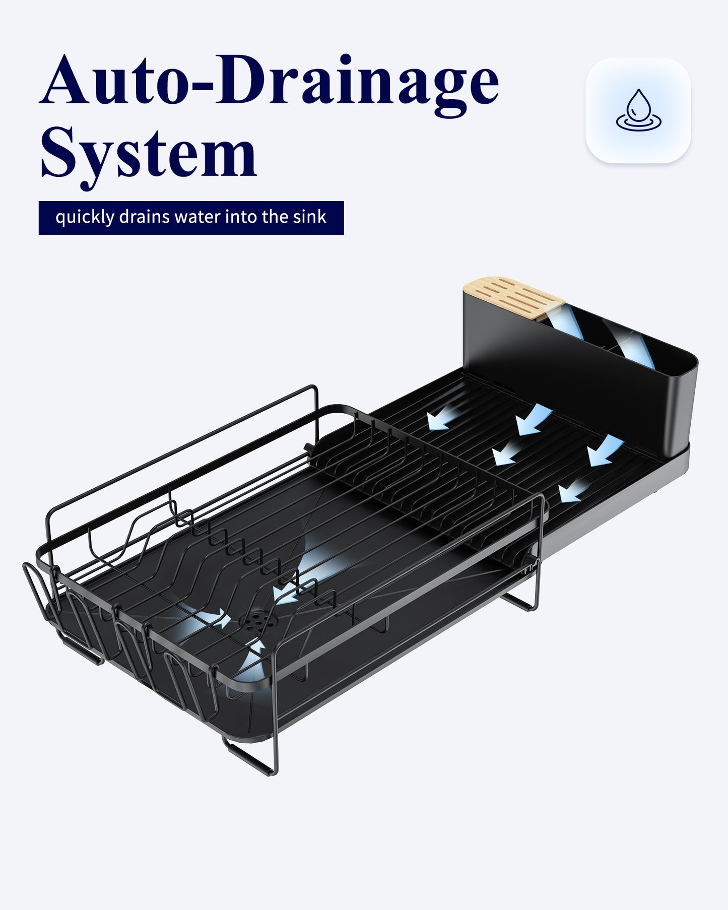 Sakugi Extendable Dish Drying Rack, Anti-Rust Dish Rack for Kitchen Counter, 19.2"-26.7" L x 12.9" W, Black