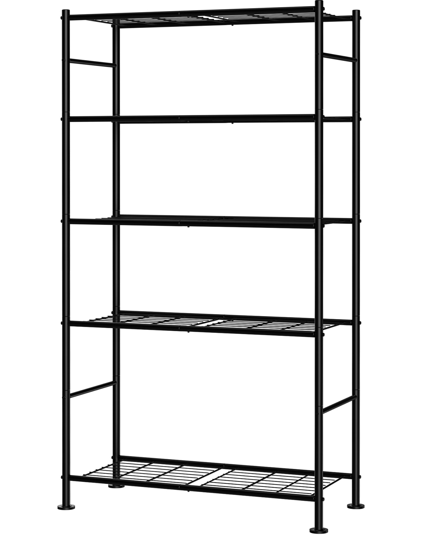 Sakugi Storage Shelves, 5-Tier Heavy-Duty Metal Organizer Rack, Adjustable Garage Shelf with Leveling Feet, Black, 33.1" W x 12" D x 71" H