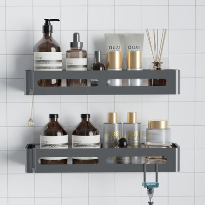 Sakugi Shower Caddy - X-Large Adhesive Shower Organizer, Rustproof Shower Shelves for inside Shower, Premium 304 Stainless Steel Shower Rack for Bathroom, No Drilling Required, Grey, 2 Pack