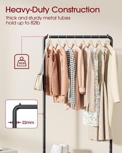 Sakugi Clothes Rack with Wheels, Clothing Racks for Hanging Clothes and Shoes