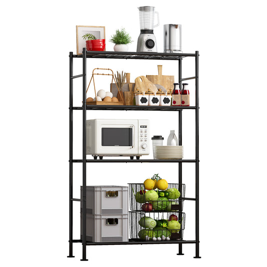 Sakugi 4-Tier Wire Shelving Unit, 33.1"W x 12.6"D x 57"H, 1000lbs Total Capacity, Heavy-Duty Shelf