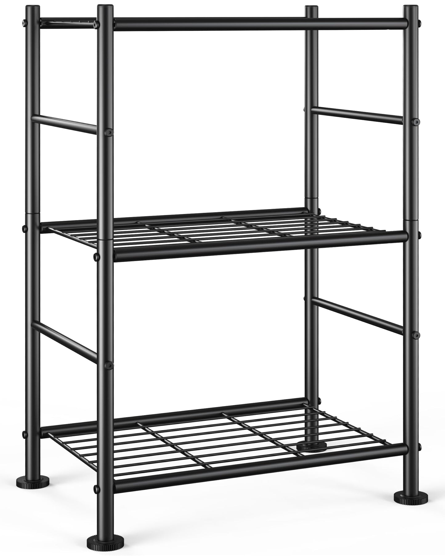 Sakugi Storage Shelves - 3 Tier Shelf Organizer, Sturdy Metal Garage Shelving with Adjustable Leveling Feet, Space-Saving Shelves Organizer for Pantry, Laundry, Kitchen (18" x 12" x 30", Black)