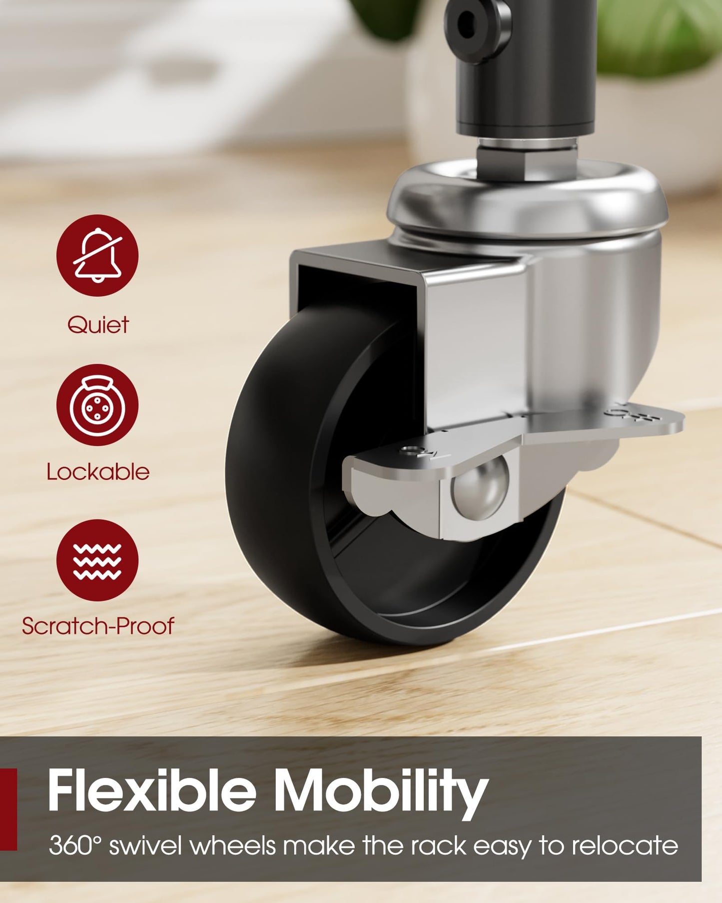 Sakugi Clothes Rack with Cover - Spacious Wardrobe Closet with Lockable Wheels, Rust-Proof Clothing Racks for Hanging Clothes, Accessories in Bedroom, Living Room, Doorway, 33"×12.6"×79.5", Black