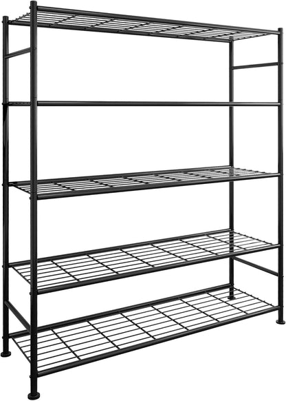 Sakugi Storage Shelves - 5 Tier Shelf Organizer, Heavy Duty Garage Shelving Unit with Leveling Feet, Stable Metal Shelves Organizer for Pantry, Kitchen and Closet, 47.3" W x 12.6" D x 60.8" H, Black
