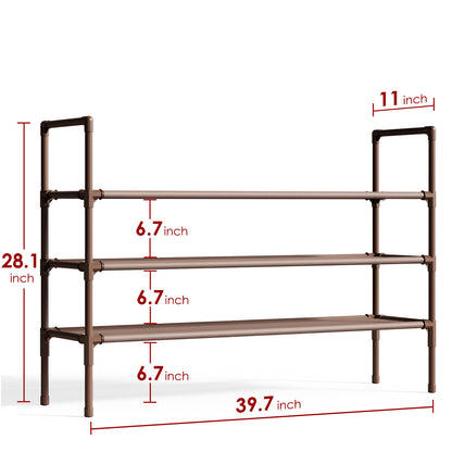 Sakugi Shoe Rack - XX-LARGE-Space-Saving Shoe Storage Solution, 3-Tier, Extended Shoe Racks for Entryway, Sturdy & Durable Shoe Shelf, Stackable Shoe Racks for Closet, Corridor & Doorway, Black