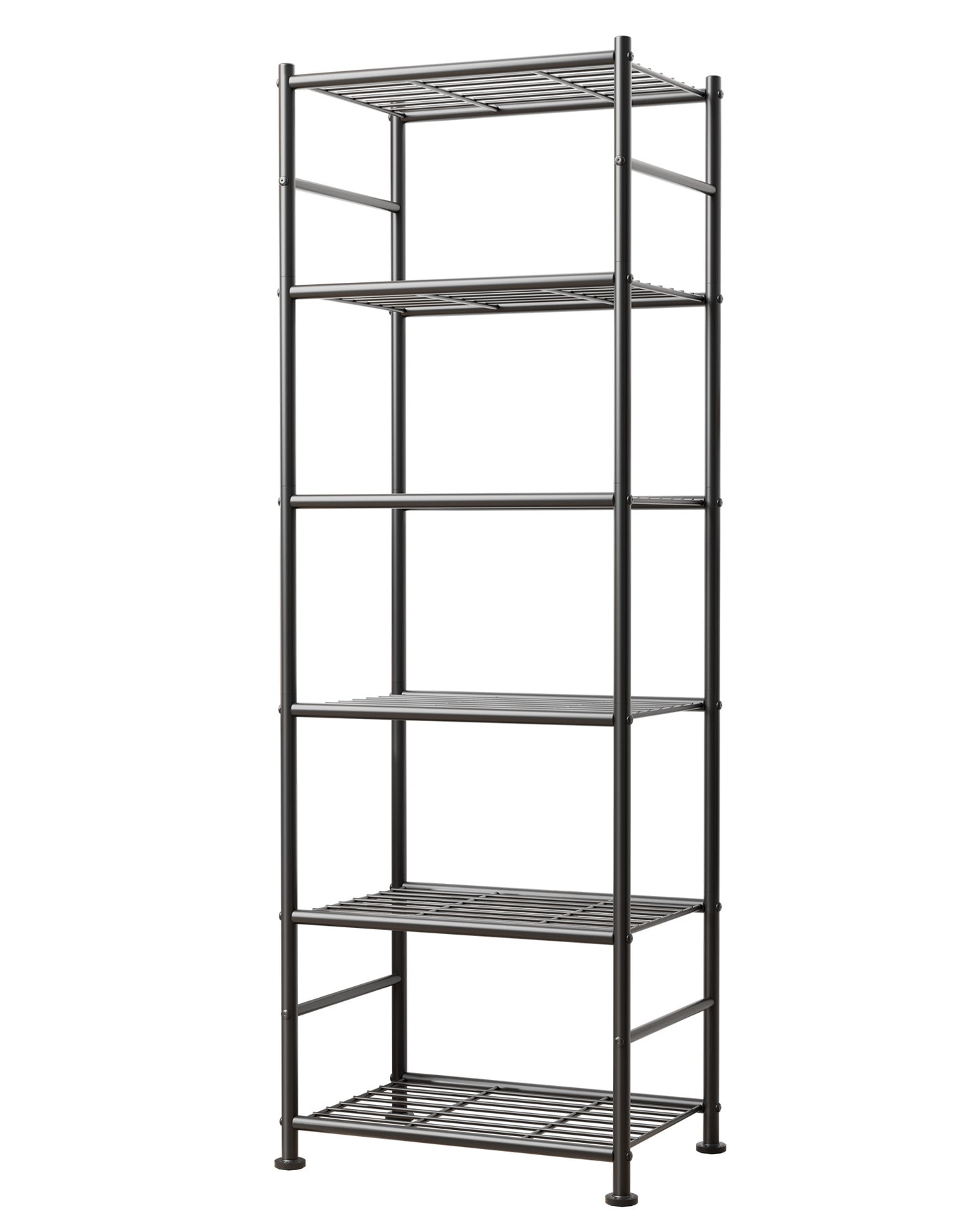 Sakugi 6-Tier Metal Storage Shelves - Slim Shelf Organizer with Reinforced Side Bars, Spacious Storage for Kitchen, Bathroom, and Laundry Room Organization, 18.2" x 12.5" x 70.1", Black