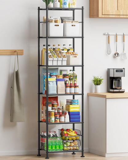 Sakugi Storage Shelves - 3 Tier Shelf Organizer, Sturdy Metal Garage Shelving with Adjustable Leveling Feet, Space-Saving Shelves Organizer for Pantry, Laundry, Kitchen (18" x 12" x 30", Black)