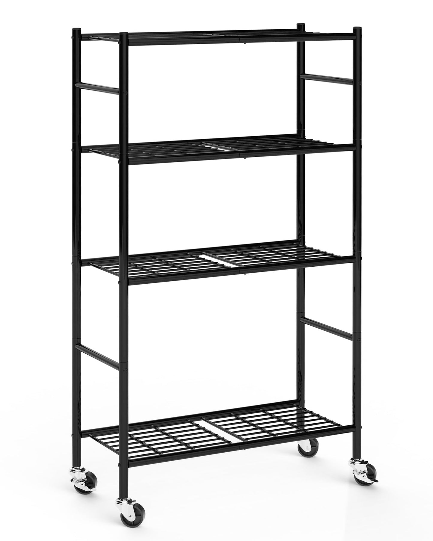 Sakugi Storage Shelves Organizer - 5 Tier Metal Shelf Organizer with Metal Wheels and Adjustable Leveling Feet, Heavy Duty Garage Shelving for Kitchen, Pantry and Closet, 33.1"x12.6"x73.5", Black