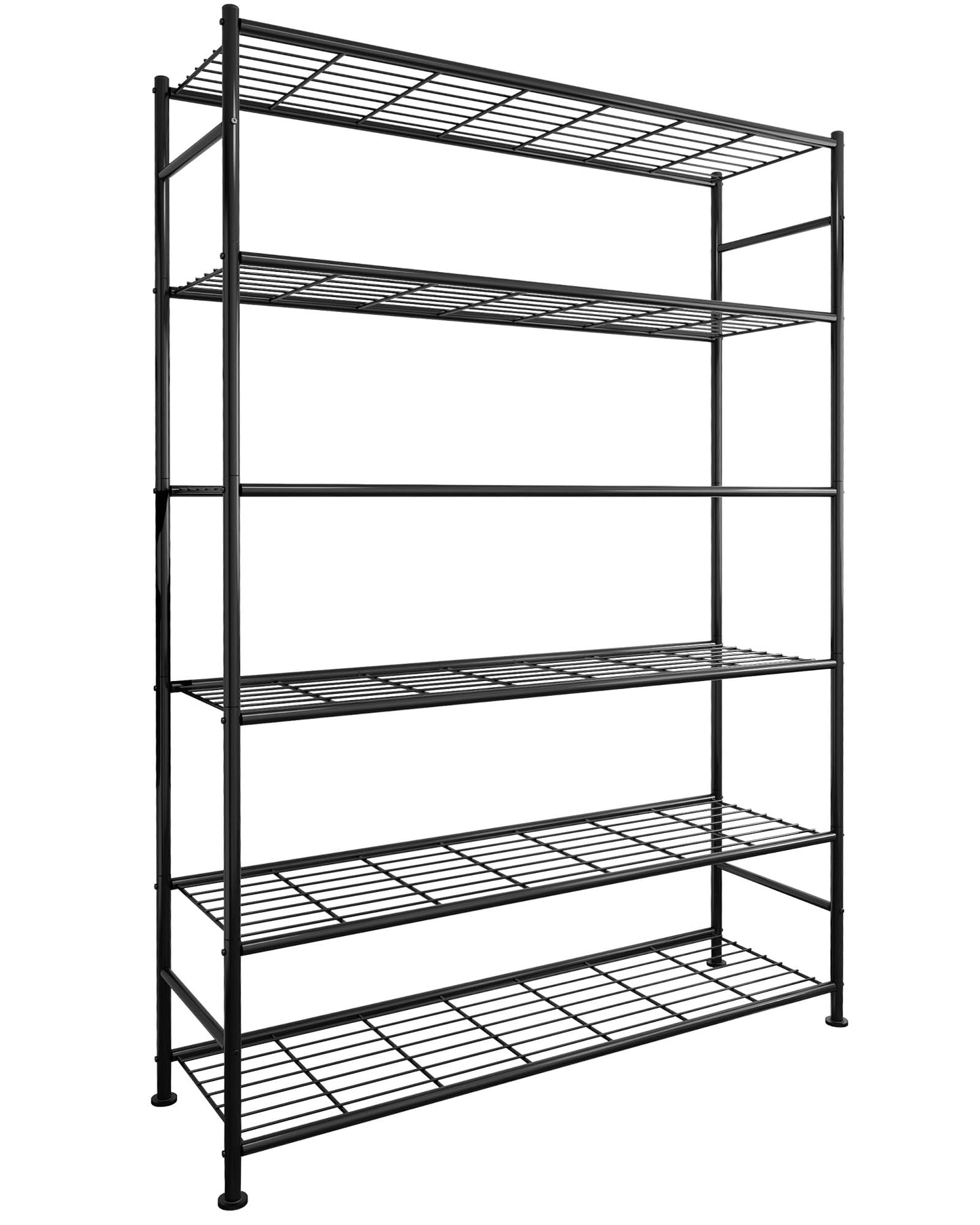 Sakugi Storage Shelves - 5 Tier Shelf Organizer, Heavy Duty Garage Shelving Unit with Leveling Feet, Stable Metal Shelves Organizer for Pantry, Kitchen and Closet, 47.3" W x 12.6" D x 60.8" H, Black