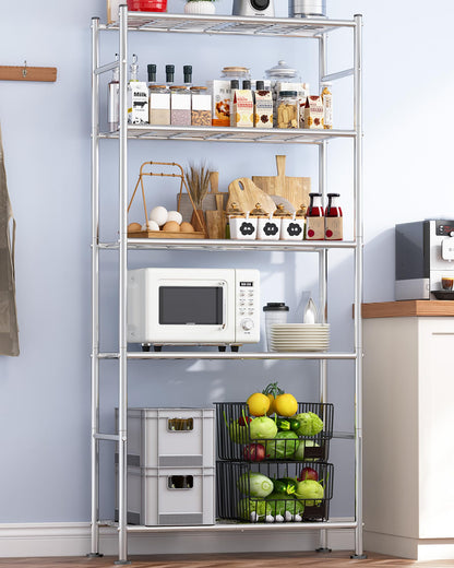 Sakugi Storage Shelves - 5 Tier Shelf Organizer, Heavy Duty Garage Shelving Unit with Leveling Feet, Stable Metal Shelves Organizer for Pantry, Kitchen and Closet, 33.0" W x 12.6" D x 72.0" H, Black