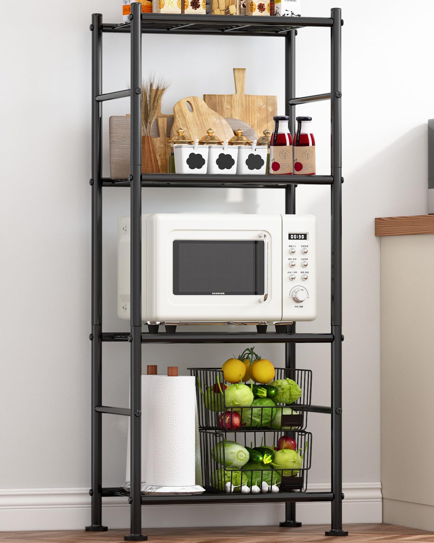 Sakugi Storage Shelves - 5 Tier Shelf Organizer, Heavy Duty Garage Shelving Unit with Leveling Feet, Stable Metal Shelves Organizer for Pantry, Kitchen and Closet, 33.0" W x 12.6" D x 72.0" H, Black