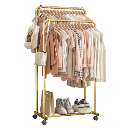 Sakugi Clothes Rack with Wheels, Clothing Racks for Hanging Clothes and Shoes, Black