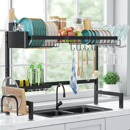 Sakugi Over The Sink Dish Drying Rack, 30" -33.9" W Expandable Dish Drainer, Stainless Steel Dish Rack