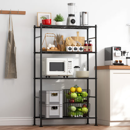 Sakugi Storage Shelves - 5 Tier Shelf Organizer, Heavy Duty Garage Shelving Unit with Leveling Feet, Stable Metal Shelves Organizer for Pantry, Kitchen, Closet, 33" W X 12" D X 72" H, Smoky-Black