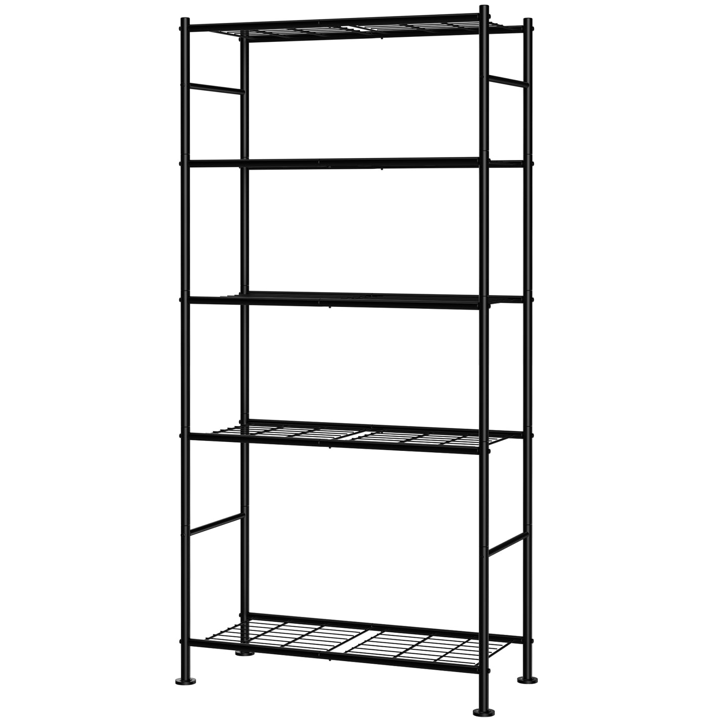 Sakugi Storage Shelves - 5 Tier Shelf Organizer, Heavy Duty Garage Shelving Unit with Leveling Feet, Stable Metal Shelves Organizer for Pantry, Kitchen and Closet, 33.0" W x 12.6" D x 72.0" H, Black