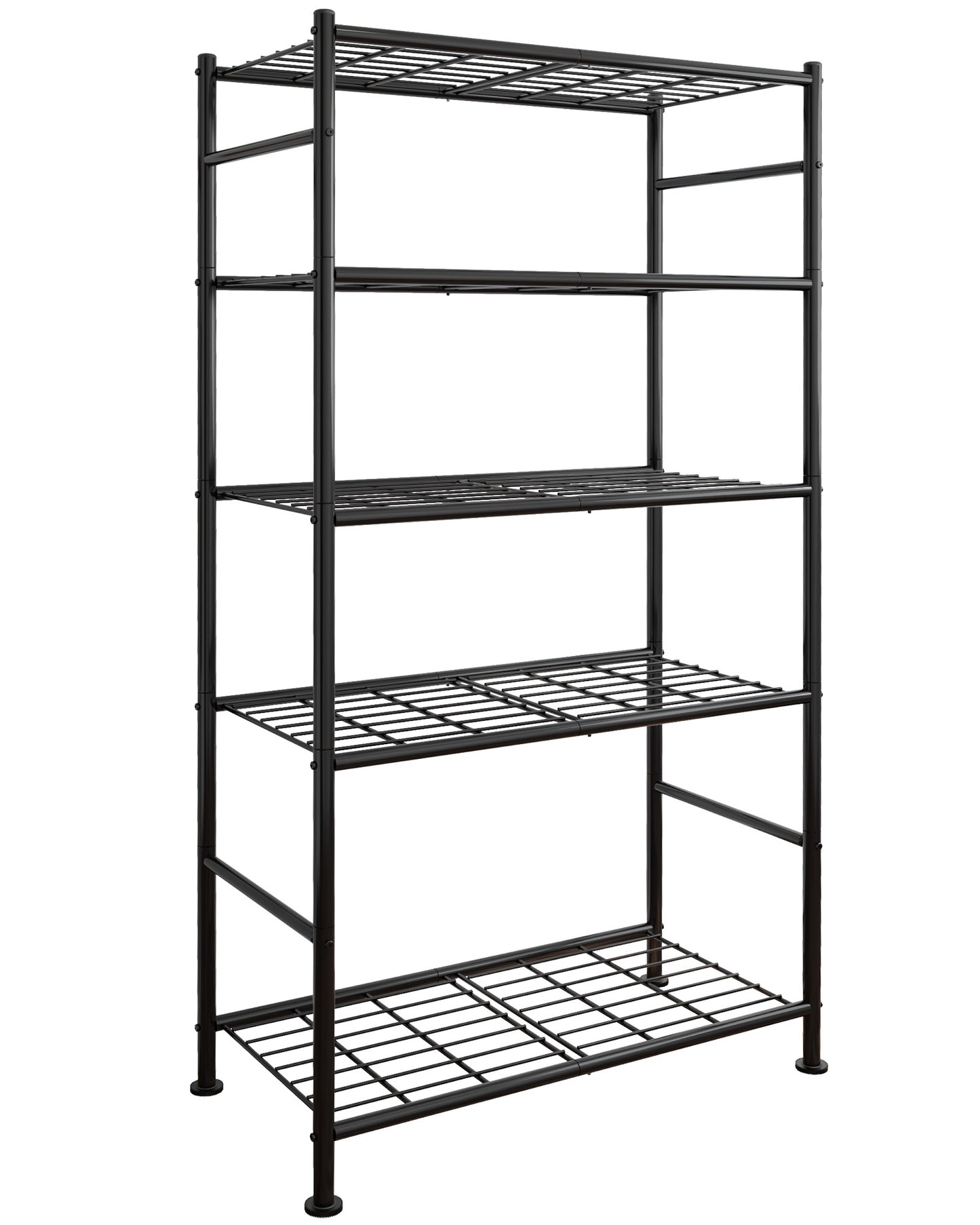 Sakugi Storage Shelves - 5 Tier Shelf Organizer, Heavy Duty Garage Shelving Unit with Leveling Feet, Stable Metal Shelves Organizer for Pantry, Kitchen, Closet, 33" W X 12" D X 72" H, Smoky-Black