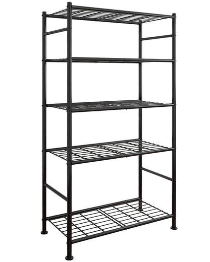 Sakugi Storage Shelves - 5 Tier Shelf Organizer, Heavy Duty Garage Shelving Unit with Leveling Feet, Stable Metal Shelves Organizer for Pantry, Kitchen, Closet, 33" W X 12" D X 72" H, Smoky-Black