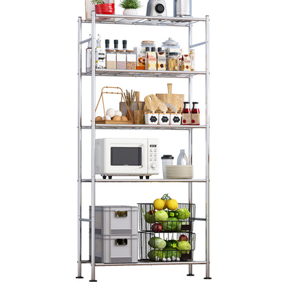 Sakugi Storage Shelves - 5 Tier Shelf Organizer, Heavy Duty Garage Shelving Unit with Leveling Feet, Stable Metal Shelves Organizer for Pantry, Kitchen, Closet, 33" W X 12" D X 72" H, Smoky-Black