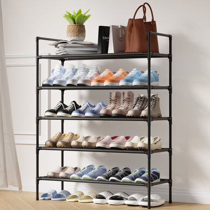 Sakugi Shoe Rack - X-Large Shoe Organizer, 3-Tier Shoe Storage Rack, Sturdy & Durable Shoe Rack for Closet, Garage & Corridor, Stackable Shoe Rack for Entryway, Up to 16 Pairs of Shoes, Black