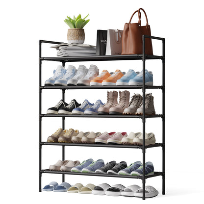 Sakugi Shoe Rack - X-Large Shoe Organizer, 3-Tier Shoe Storage Rack, Sturdy & Durable Shoe Rack for Closet, Garage & Corridor, Stackable Shoe Rack for Entryway, Up to 16 Pairs of Shoes, Black