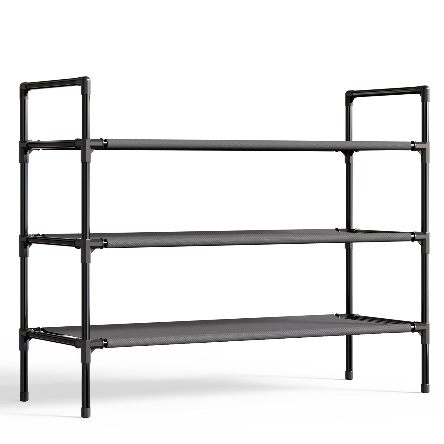 Sakugi Shoe Rack - X-Large Shoe Organizer, 3-Tier Shoe Storage Rack, Sturdy & Durable Shoe Rack for Closet, Garage & Corridor, Stackable Shoe Rack for Entryway, Up to 16 Pairs of Shoes, Black