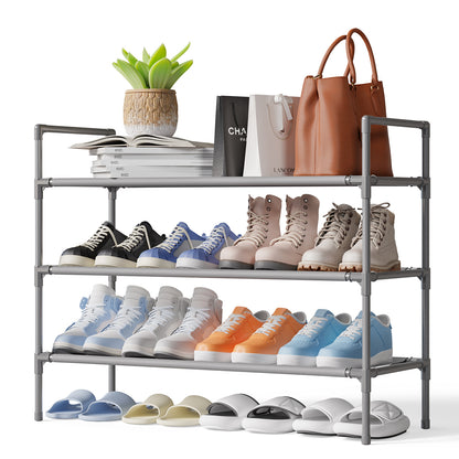 Sakugi Shoe Rack - X-Large Shoe Organizer, 3-Tier Shoe Storage Rack, Sturdy & Durable Shoe Rack for Closet, Garage & Corridor, Stackable Shoe Rack for Entryway, Up to 16 Pairs of Shoes, Black