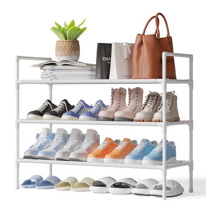 Sakugi Shoe Rack - X-Large Shoe Organizer, 3-Tier Shoe Storage Rack, Sturdy & Durable Shoe Rack for Closet, Garage & Corridor, Stackable Shoe Rack for Entryway, Up to 16 Pairs of Shoes, Black
