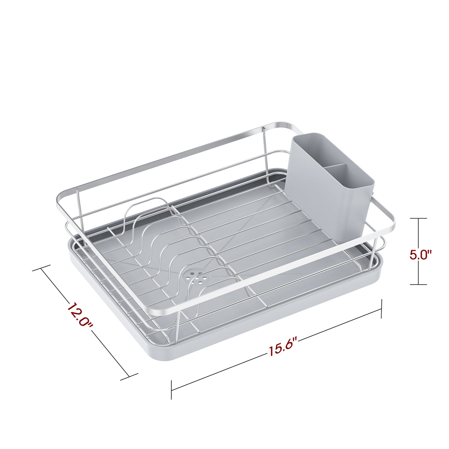 Sakugi Dish Drying Rack - Compact Dish Rack for Kitchen Counter with a Cutlery Holder, Durable Stainless Steel Kitchen Dish Rack for Various Tableware, Dish Drying Rack with Easy Installation,Silver