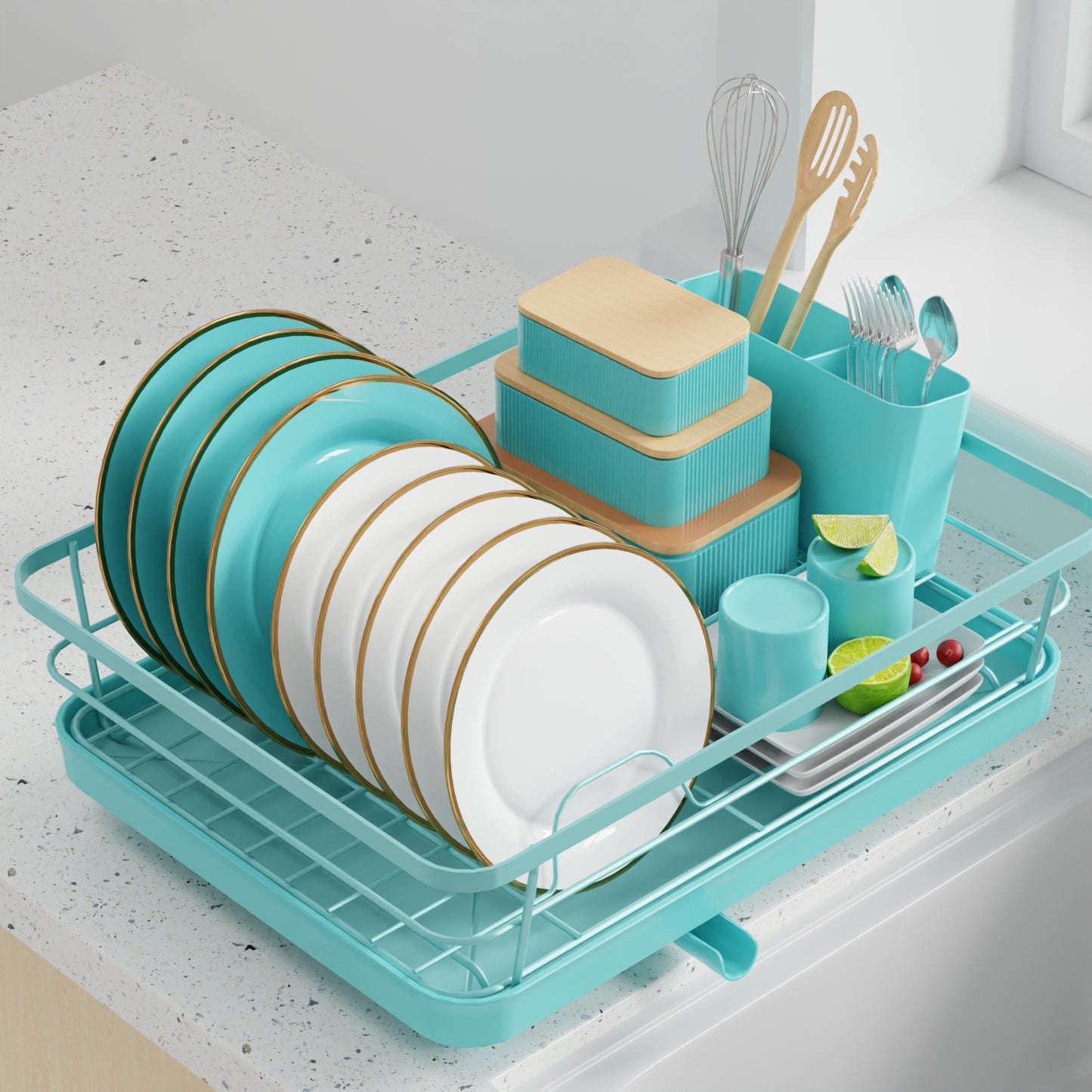  Sakugi Dish Drying Rack- 2-Layer Stainless Steel Dish Rack and  Drainboard Set with Drainage,ZZLJ5