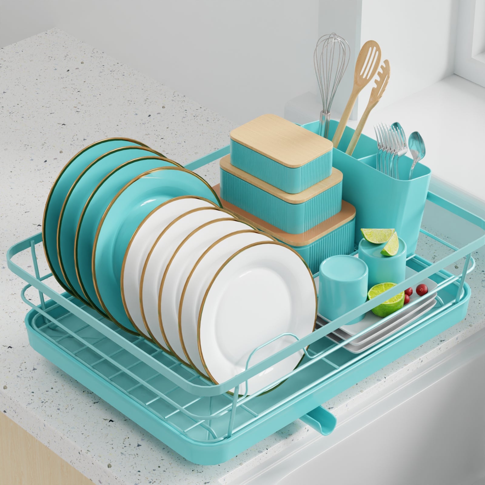 Shop Compact Kitchen Dish Rack Drainboard Set,plastic Dish Drying