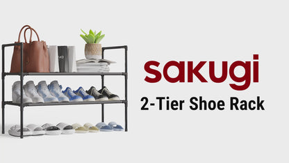 Sakugi Shoe Rack - X-Large Shoe Organizer, 3-Tier Shoe Storage Rack, Sturdy & Durable Shoe Rack for Closet, Garage & Corridor, Stackable Shoe Rack for Entryway, Up to 16 Pairs of Shoes, Black