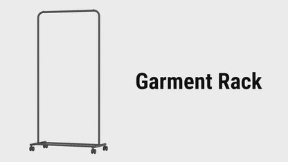 Sakugi Clothes Rack - Black Clothing Rack with Wheels, Multi-Functional Clothing Racks for Hanging Clothes and Shoes, Large Capacity Garment Rack for Bedroom, Living Room, Office