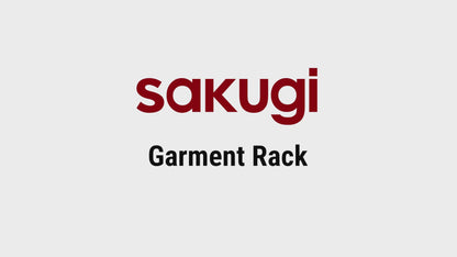 Sakugi Clothes Rack - 33.0" x 12.2" x 79.5" Clothing Rack with Shelves & Wheels, Multi-Functional Wardrobe Closet with Hooks, Sturdy Metal Garment Rack for Bedroom, Laundry, Balcony (Black)