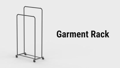 Sakugi Clothes Rack - Black Clothing Rack with Wheels, Multi-Functional Clothing Racks for Hanging Clothes and Shoes, Large Capacity Garment Rack for Bedroom, Living Room, Office